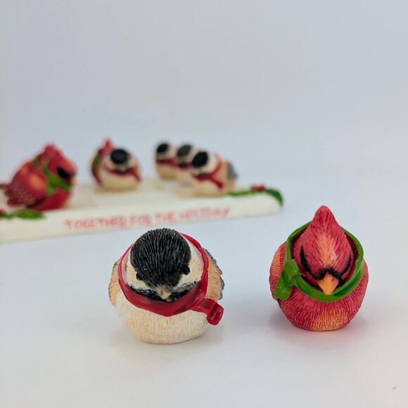 Holiday Birds Resin Tic-Tac-Toe Game Cardinals Chickadees Christmas Winter Fun - Picture 4 of 15